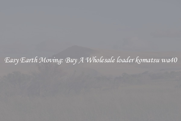 Easy Earth Moving: Buy A Wholesale loader komatsu wa40